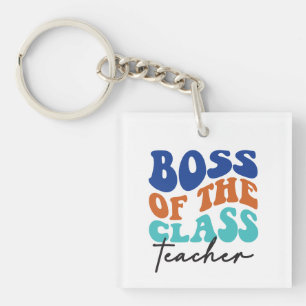 Boss of the Class Teacher Wordart Keychain