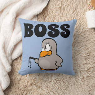 BOSS PENGUIN WITH A WHIP THROW PILLOWS