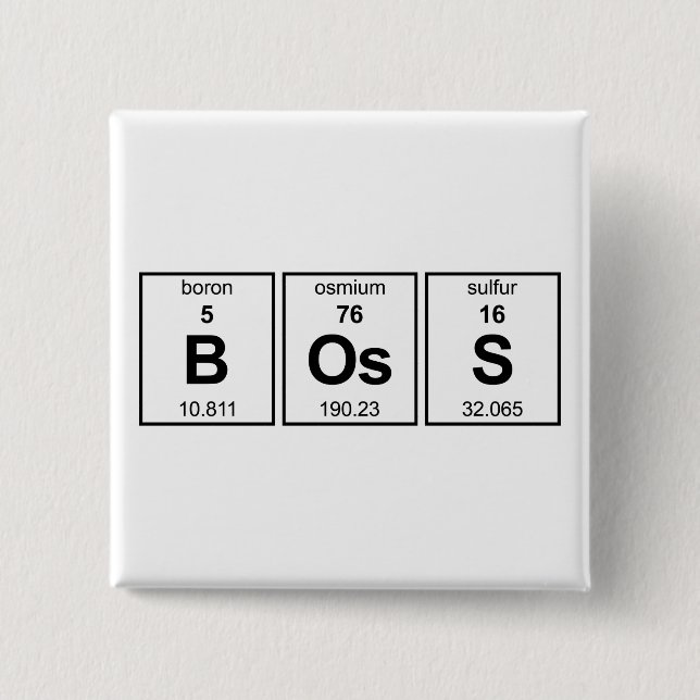 BOsS Periodic Table 2 Inch Square Button (Front)