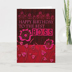 Boss pink floral  birthday card