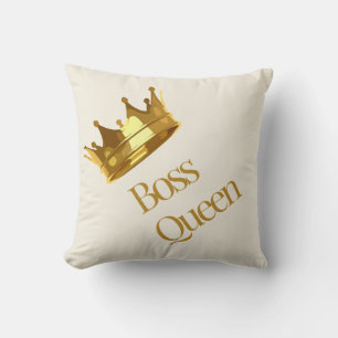 Boss Queen Gold Crown Throw Pillow