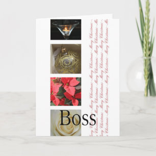 Boss red, black & white Winter collage Holiday Card
