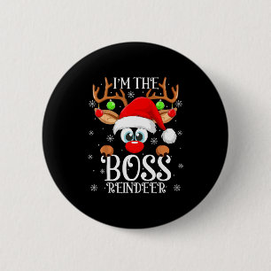 Boss Reindeer Christmas Family Matching Group Funn 2 Inch Round Button