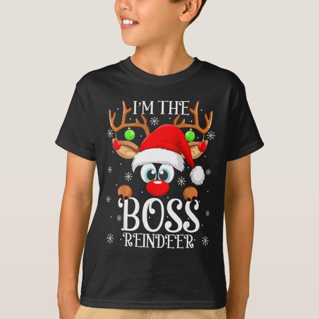 Boss Reindeer Christmas Family Matching Group Funn T-Shirt (Front)