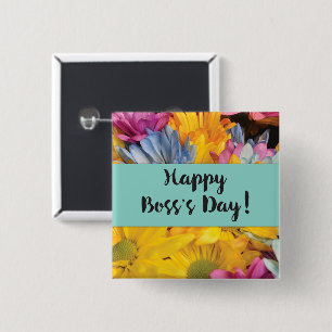 Boss’s Day Thanks Gerbera Daisies 2 Inch Square Button
