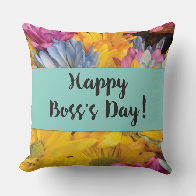 Boss’s Day Thanks Gerbera Daisies Throw Pillow (Front)