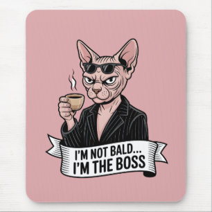 Boss Sphynx Cat Coffee Artwork Mouse Pad
