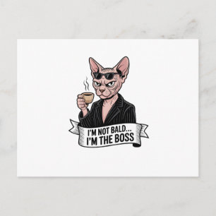 Boss Sphynx Cat Coffee Artwork Postcard