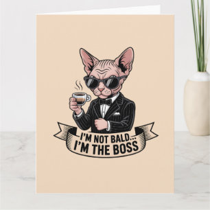 Boss Sphynx Cat Coffee Illustration Card