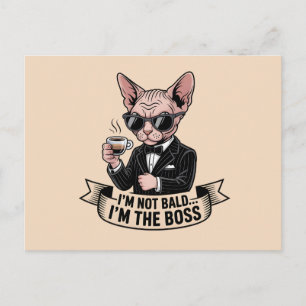 Boss Sphynx Cat Coffee Illustration Holiday Postcard