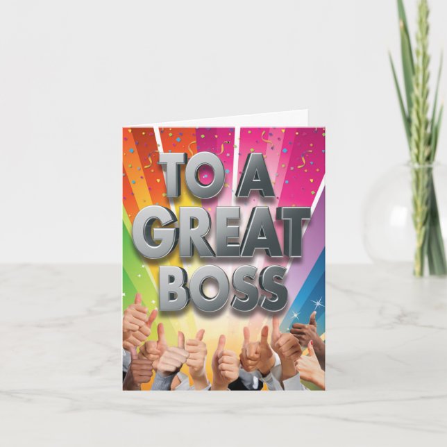 Boss Thank You - Rainbow Appreciation & Thumbs Up Card (Front)
