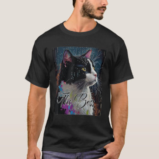 Boss Tuxedo Cat Lovers Funny Tee for Mom Dad Gift