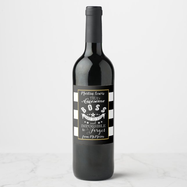 boss wine label stripe monochrome black and white (Front)