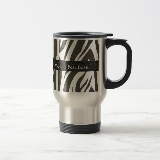 BOSS:  "World's Best Boss" Zebra Stripes Gift Mug (Right)