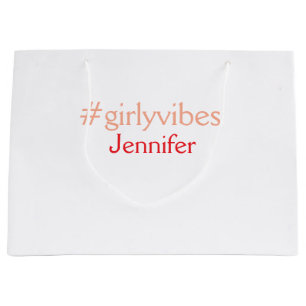 Bossbabe hashtag light pink add name girl boss  large gift bag