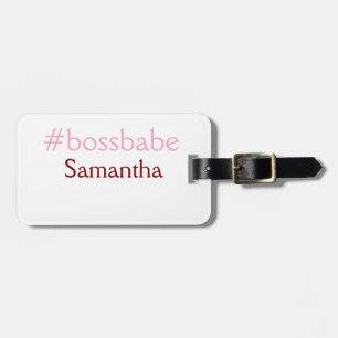 Bossbabe hashtag light pink add name girl boss luggage tag