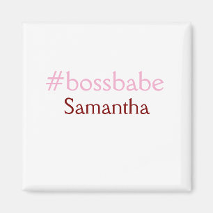 Bossbabe hashtag light pink add name girl boss magnet