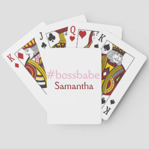 Bossbabe hashtag light pink add name girl boss  playing cards