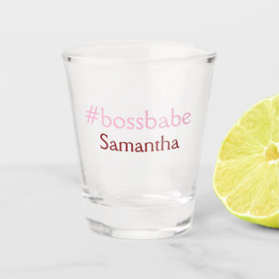 Bossbabe hashtag light pink add name girl boss  shot glass