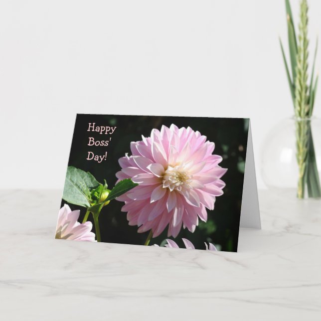 Bosses Cartes Pink Dahlia Fleurs Joyeux Boss Day! (Devant)