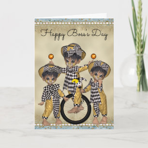 Boss's Day Card with Clown Employees