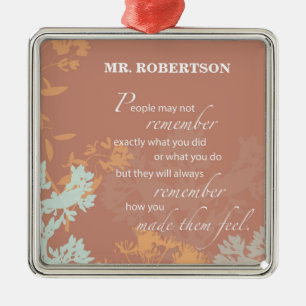 Boss's Day Wild Flower Silhouettes on Brown Metal Ornament