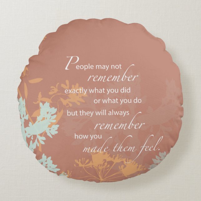 Boss's Day Wild Flower Silhouettes on Brown Round Pillow (Front)