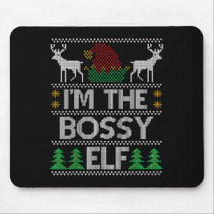 Bossy Elf Matching Family Group Christmas Party Pa Mouse Pad