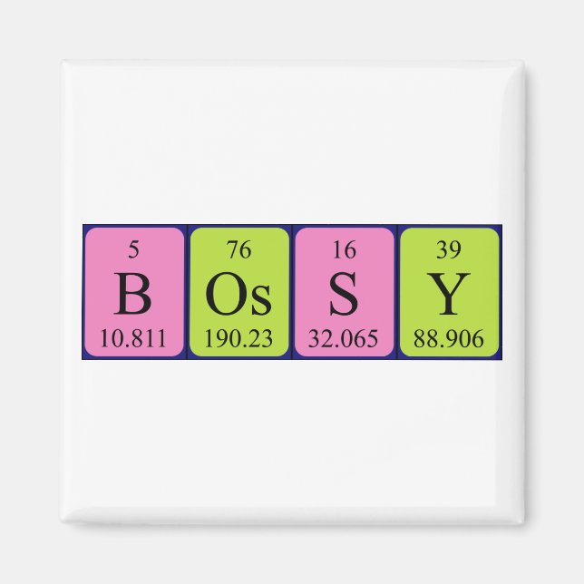Bossy periodic table name magnet (Front)