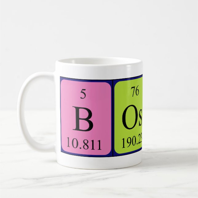 Bossy periodic table name mug (Left)