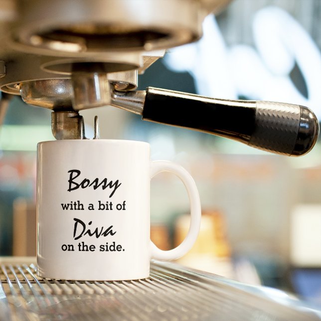 Bossy With A Bit Of Diva Slay Modern Trendy Mug (Bossy with a bit of Diva on the side Coffee Mug)