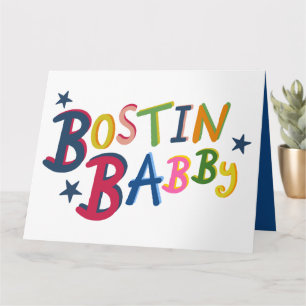 BOSTIN BABBY Black Country Words New Baby Card
