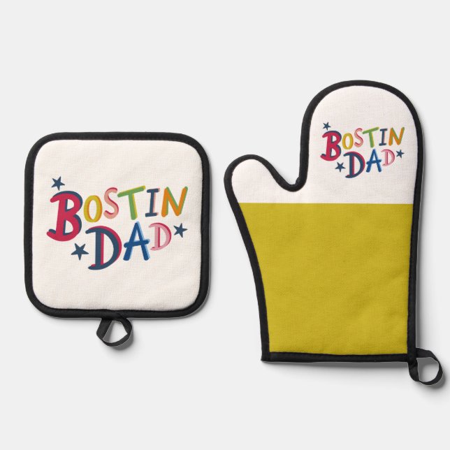 Bostin Dad Black Country  Oven Mitt & Pot Holder Set (Front)