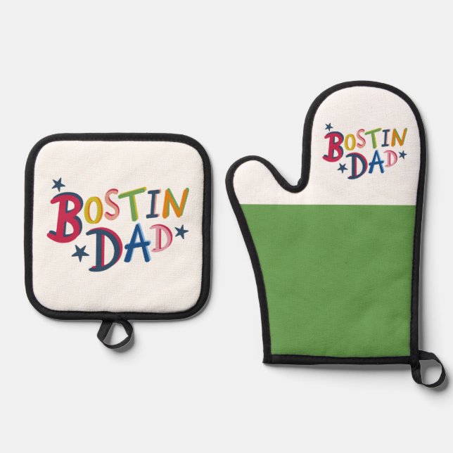 Bostin Dad Black Country  Oven Mitt & Pot Holder Set (Front)