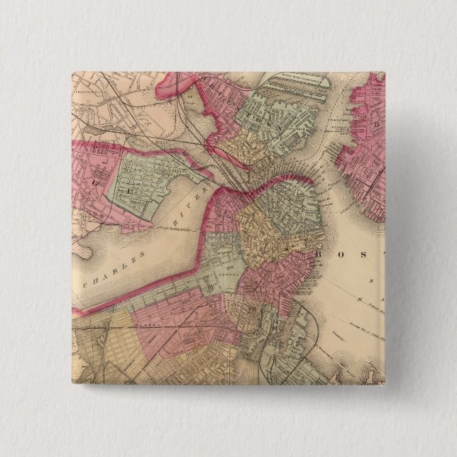Boston 2 Inch Square Button (Front)