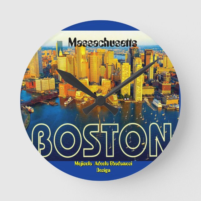 boston 2, Massachusetts - Customized Round Clock (Front)