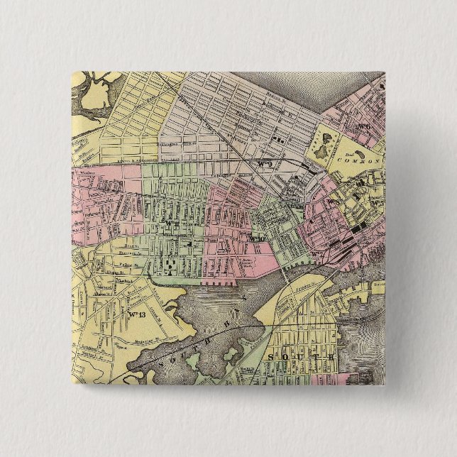 Boston 3 2 inch square button (Front)