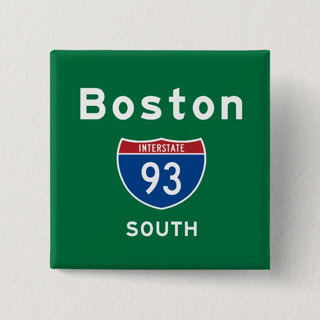Boston 93 2 inch square button (Front)