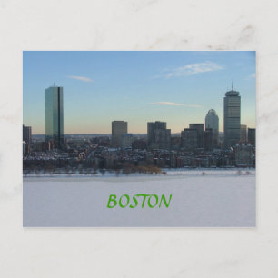 Boston and the frozen Charles River Postcard