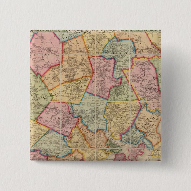 Boston and vicinity 2 inch square button (Front)