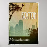 Boston Art Deco Design City Poster artwork<br><div class="desc">A perfect retro travel poster for anyone in love with Boston Massachusetts</div>