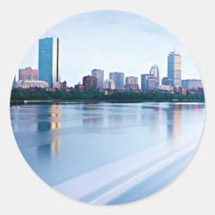 Boston Back bay across Charles River Classic Round Sticker
