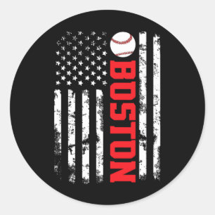 Boston Baseball Usa Flag  Classic Round Sticker