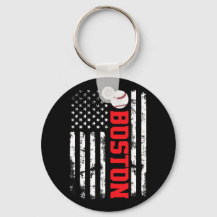 Boston Baseball Usa Flag  Keychain