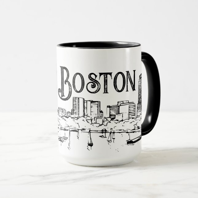 Boston Black and White Mug (Front Right)