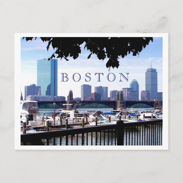 Boston - Boats, Boughs and Bridges Postcard (Front)