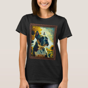 Boston Boxer Painting Sunflower Flower Mom Women F T-Shirt
