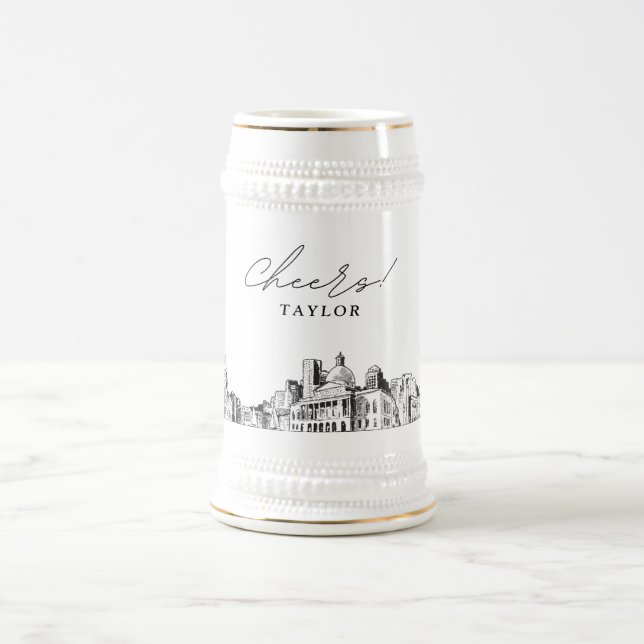 Boston Bridal Party Gift Personalized Beer Stein (Center)