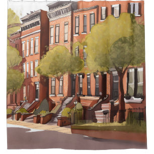 Boston Brownstones   Beacon Street Watercolor