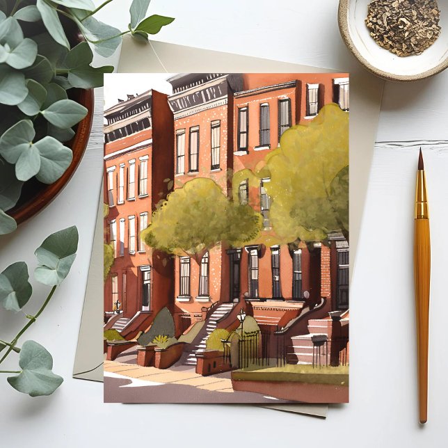 Boston Brownstones | Beacon Street Watercolor Postcard (Creator Uploaded)